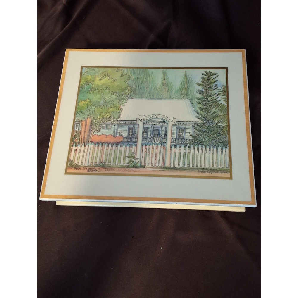 Vintage Jewelry Box W/ Watercolor Painting From Debbie Rose Chase"McCoy's Villa"